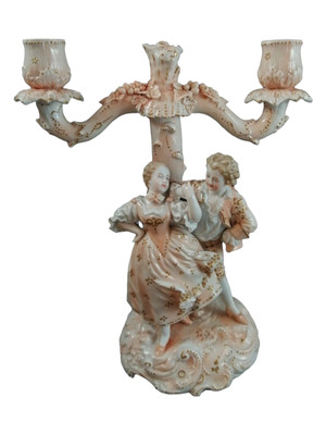 Antique Porcelaine Candélabre, Richard Eckert Et Cie, Volkstedt-Rudolstadt