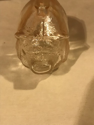 VINTAGE IRIDESCENT MARIGOLD CARNIVAL GLASS SMALL PIG PIGGY BANK 4.5