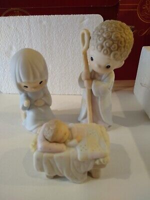 Precious Moments The Nativity 3-Piece Set 1995 Come Let Us Adore Him 142735 EUC