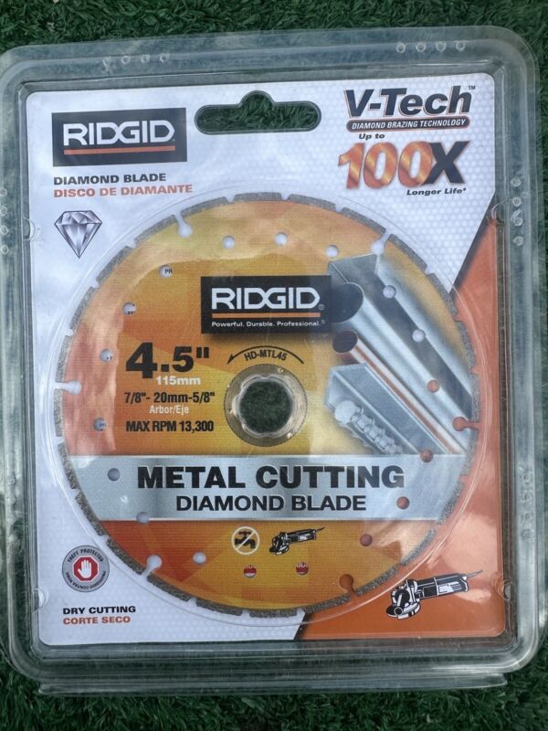 RIDGID 4.5" Metal Cutting Diamond Blade V-TECH 7/8" Drive for Grinder (NEW)