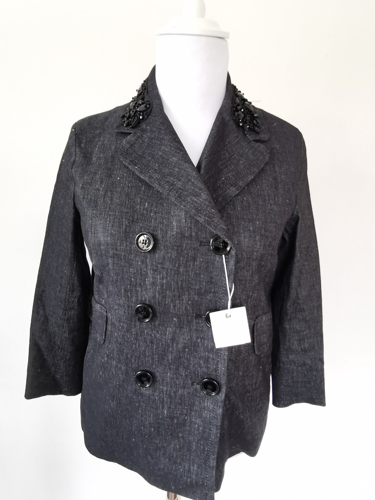 ✨ MAX MARA Denim Style Jacket with Embroidery USA4_ GB6_