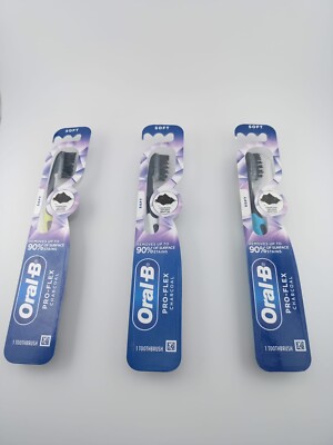 3x  Oral-B Pro Flex Soft Charcoal Toothbrush Charcoal