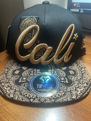 Men's Top Level ''CALI''  Baseball Cap Bandana Paisley Snapback Hat  Flat Bill NWT
