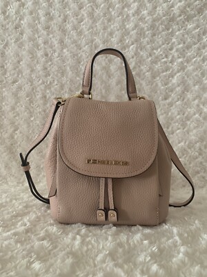 NWT MICHAEL KORS Riley Small Flap Pack Leather Crossbody - Pastel Pink
