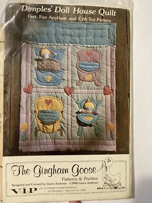 NOS 1980 The Gingham Goose   Dimples Doll House  Nursery Quilt Sewing Pattern