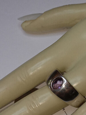 GSK 925 & 5 X 7MM AMETHYST SOLITARE RING SIZE 10, 8.3GRAMS