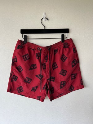 new Ksubi mens large l 34 36 38 boardshort shorts red black 3d logo print