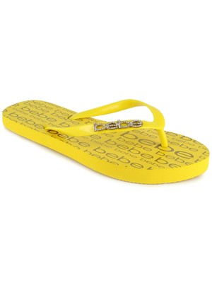 Женские вьетнамки BEBE с желтым металлическим логотипом Samirah Round Toe Slip On Flip Flop Sandal 9