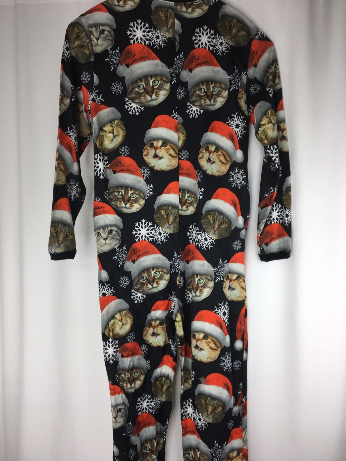 Unisex Cat Pajamas Size Medium One Piece Zip Up Christmas