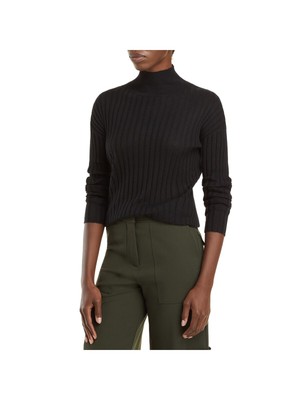 

Дизайнерский брендовый женский черный кашемировый свитер с длинным рукавом для работы