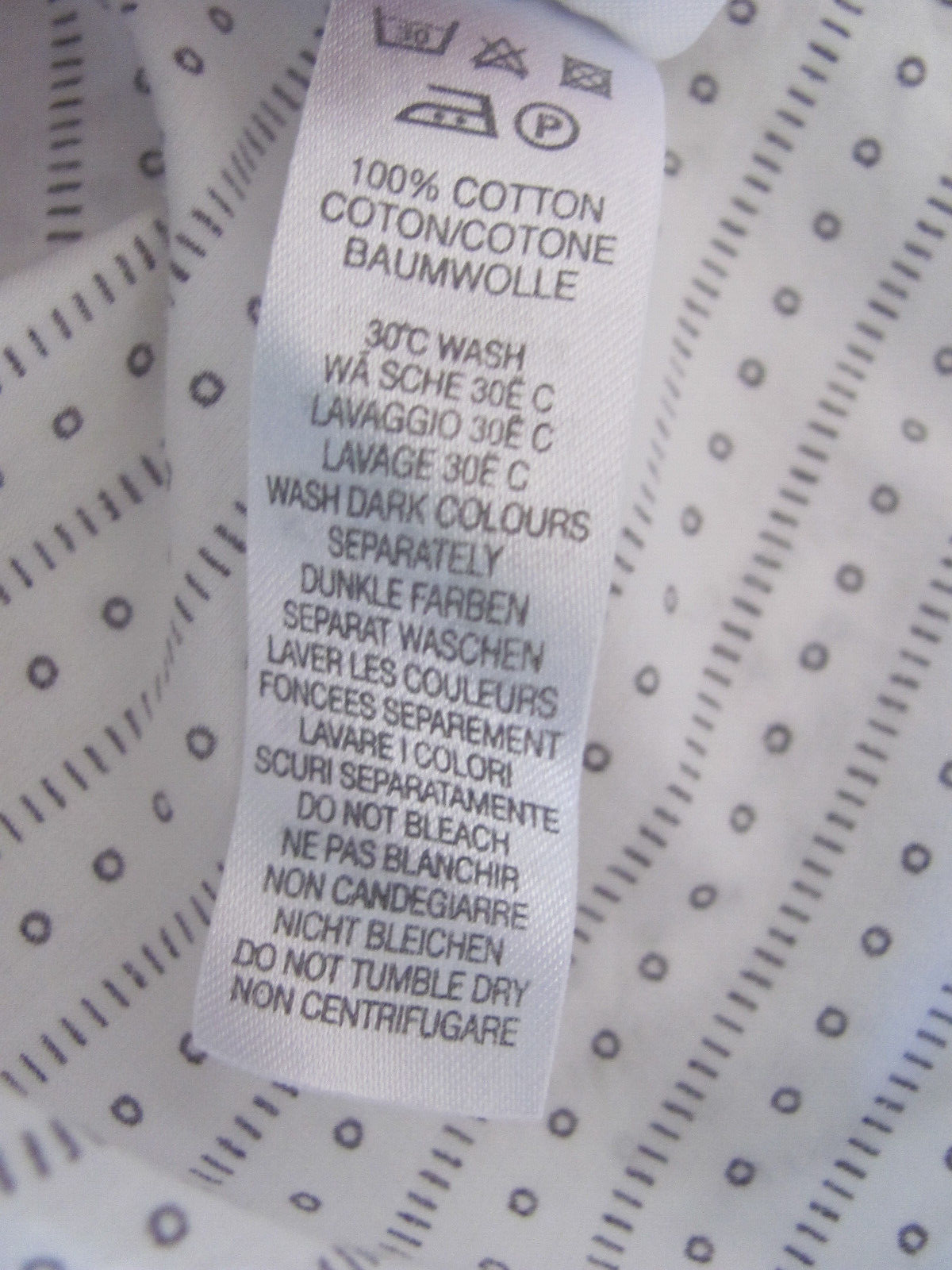 Paul Smith Button Front Shirt-White & Gray Dashes & Circles- Men's L Fit a Med