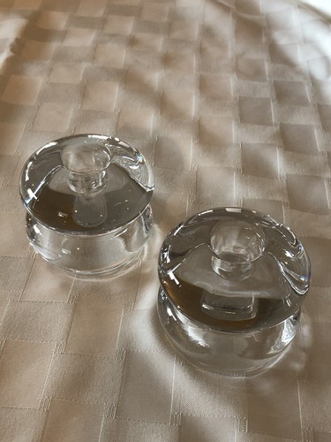 2 Vintage Clear Glass Candlesticks