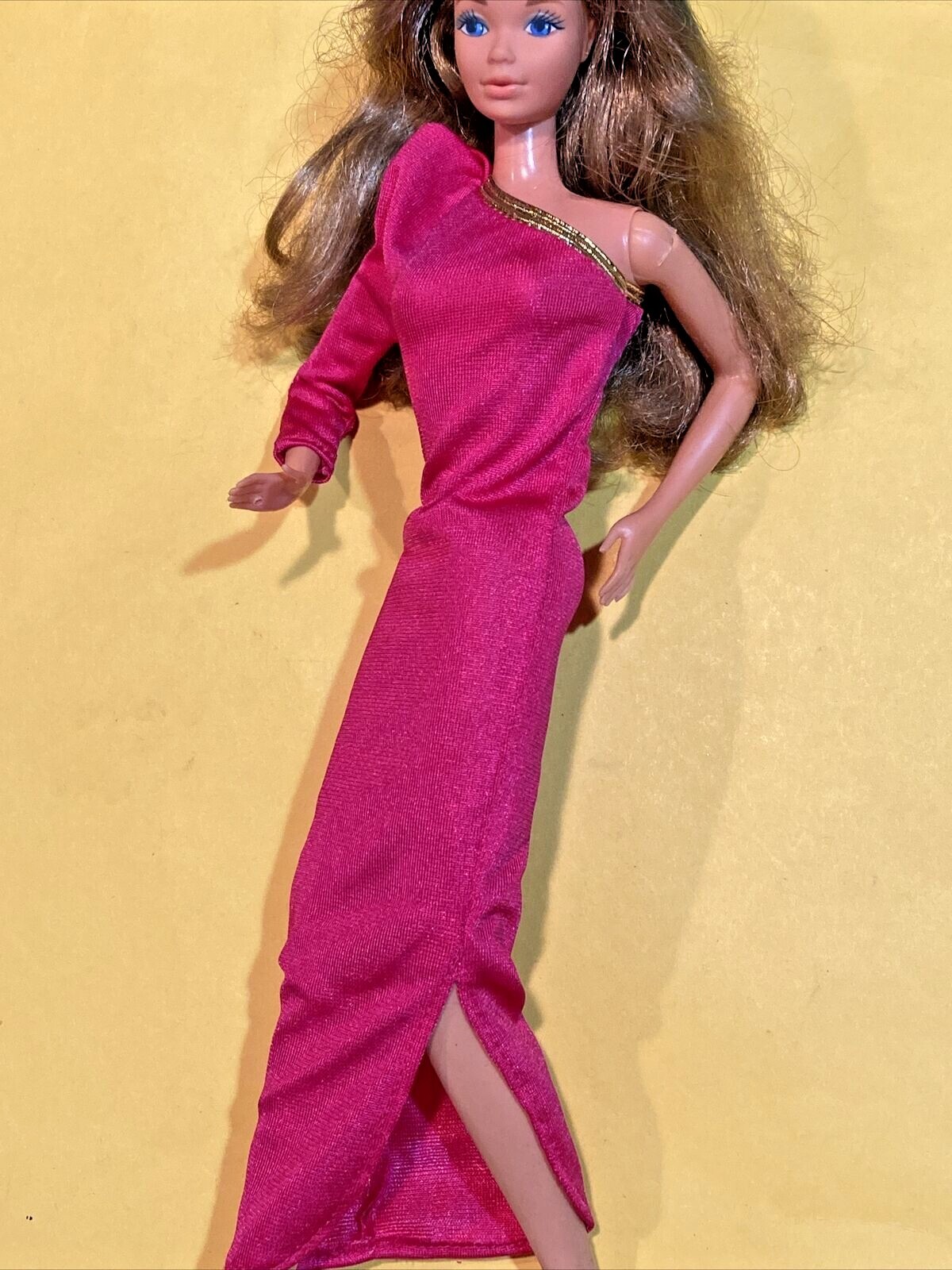 Vintage Superstar Barbie Long Hot Pink Disco / Lounge Dress