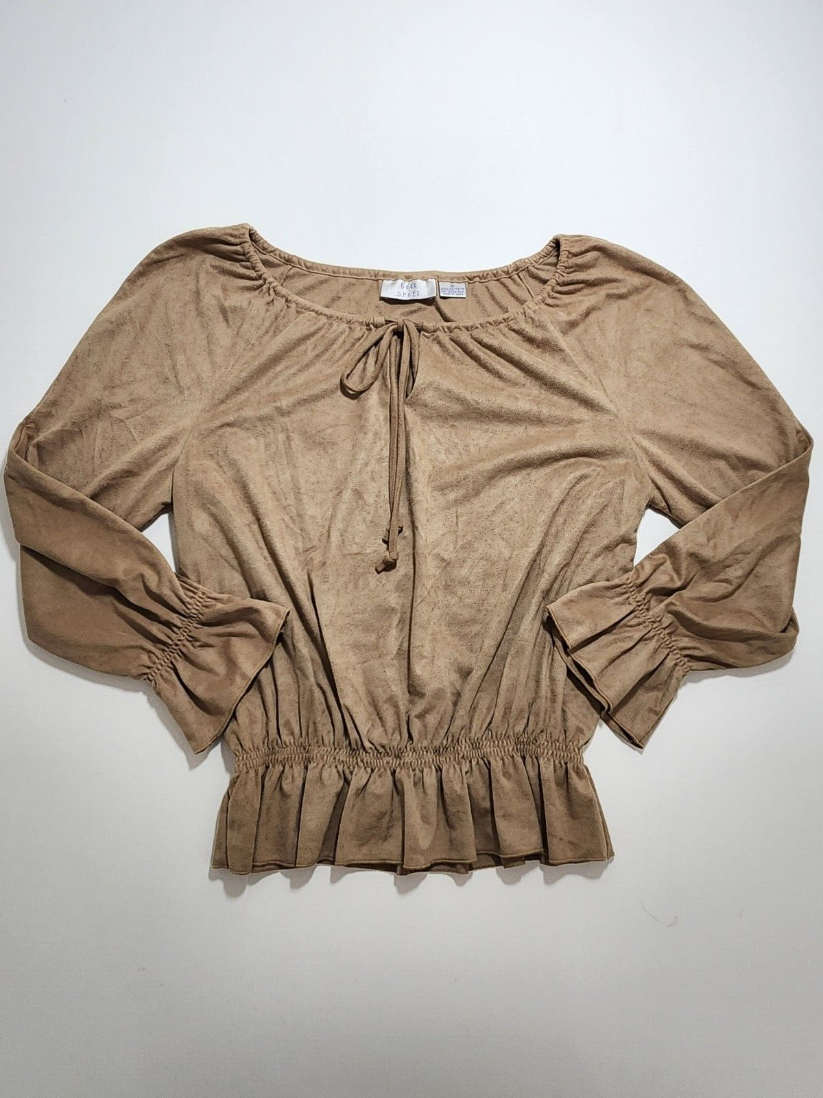 Betu Sport Long Sleeve Scoop Neck Brown Pullover Blouse Top Shirt Size 10