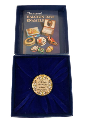 Halcyon Days Enamels 'Resist Everything Except Temptation' Round Trinket Box 1''