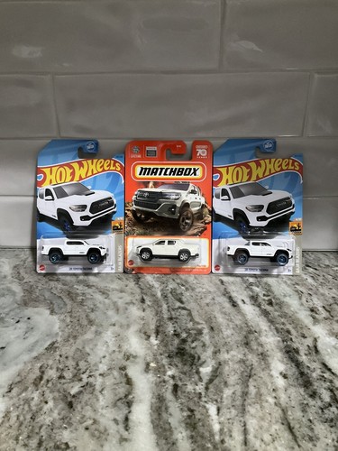 ‘20 Toyota Tacoma X2 + Matchbox Hilux White 2023 New 70th Lot Of 3