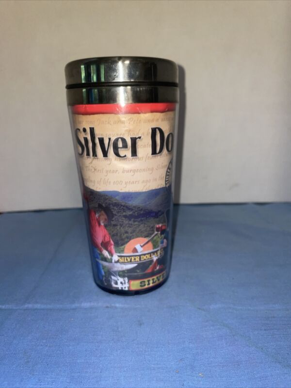 1 Silver Dollar City Insulated Go Cup-14 Oz-7” Tall-2.75” Diameter- Estate Find