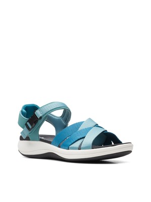 

CLARKS COLLECTION Женские темно-бирюзовые босоножки Mira Tide на танкетке с открытым носком, Teal, 26165337