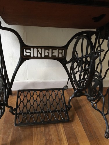 Antique SINGER Treadle Sewing Machine and Cabinet Model 66-6 w/accessories