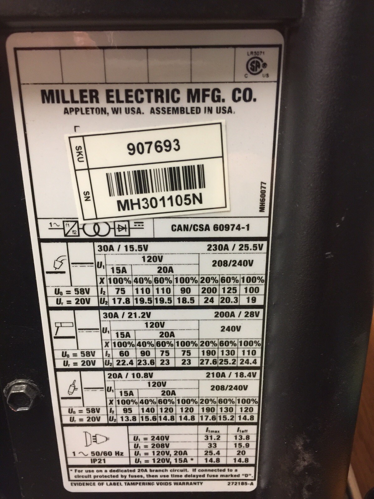 Miller Multimatic 215 Auto-Set Multiprocess Welder