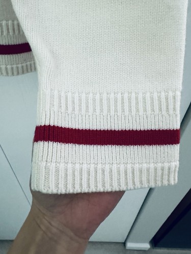 Pre-owned Givenchy $1585  Cold Shoulder Intarsia Wool Cashmere Blend Sweater White Red M