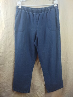White Stag Pants Blue Denim,Women's Size XL (16-18) Elastic Waist, Slash Pockets