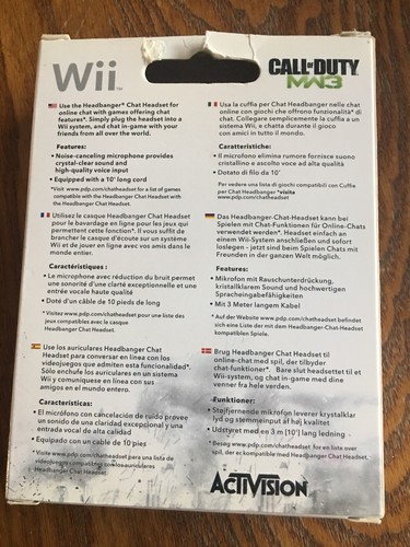 Call of Duty MW3 Wii Headset - pdp gaming - Headbanger Chat Headset NEW