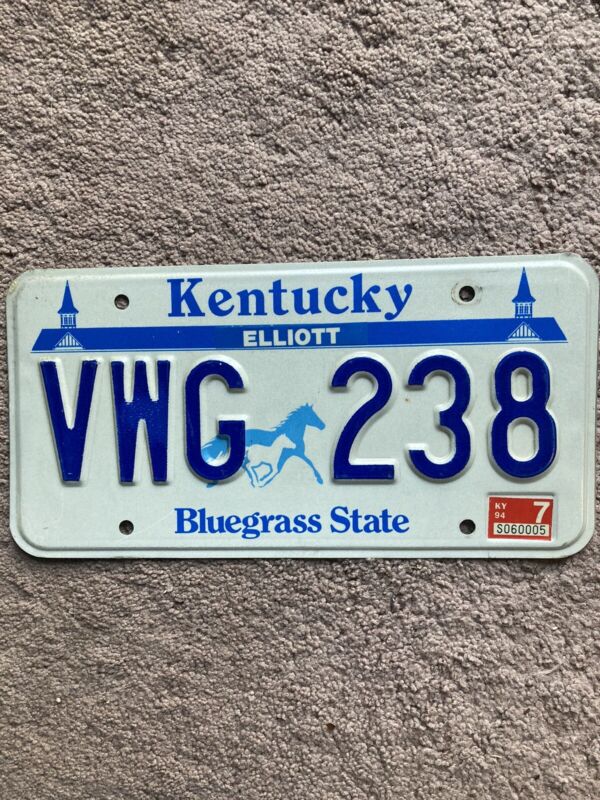1994 Kentucky License Plate - VWG 238 - Nice Natural!