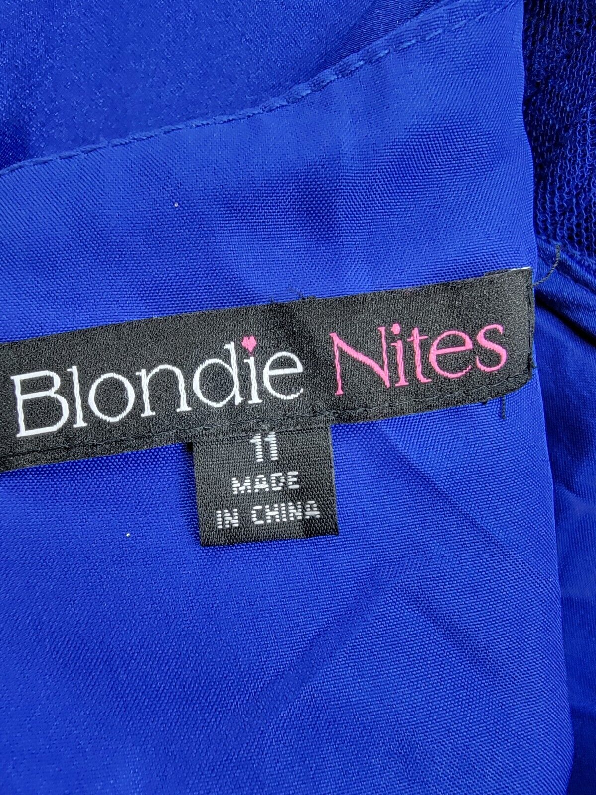 Blondie Nites Sequin-Bodice Sleeveless Gown Juniors' 11 Rotal Blue Lace Zip Back - Picture 15 of 16