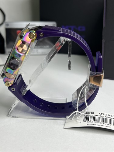 Pre-owned Casio G-shock Aurora Oval Rainbow Ion Plated Le Watch Mtgb3000prb-1acr