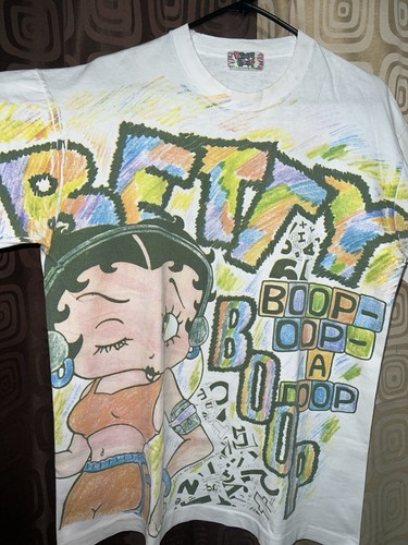 90s BettyBoop USA製 VINTAGE Betty Boop 90s AOP Graffiti T-shirt - Betty Boop Tag