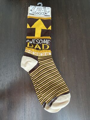 Awesome Dad Socks By Kathy LOL Tan Yellow Mustard Boy Dad Girl Dad NEW Free Ship