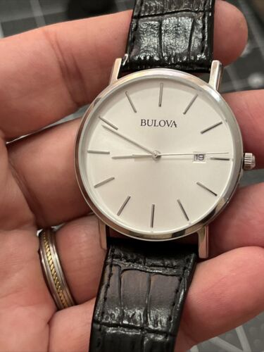 Bulova Silver Men's Watch - 96B104 Classic 3-Hand Calendar Date Quartz 37mm | eBay Bulova Silver Men's Watch - 96B104 Classic 3-Hand Calendar Date Quartz 37mm | eBay