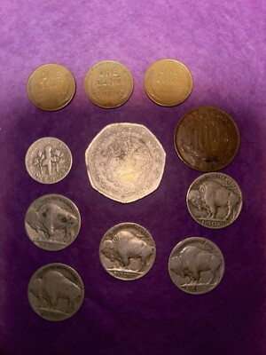 Coin Lot Of 11/ Indian Nickel/ Wheat Penny/ Silver Dime/ And More 