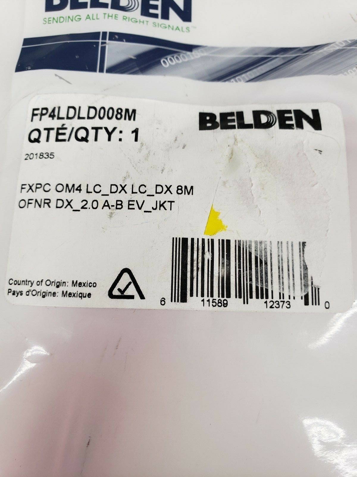 Belden FP4LDLD008M Fiber Optic Cable Assembly 8 Meters/26.25 Feet 2 Fiber