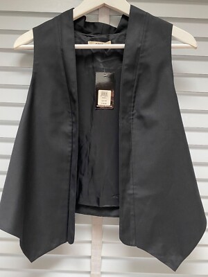 OASIS Black Ladies Waistcoat UK Large Lined Open Style Collared Tailored £38