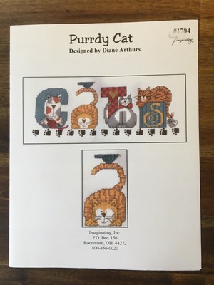 Purrdy Cat designed by Diane Arthurs Imaginating Inc cross stitch CHART 