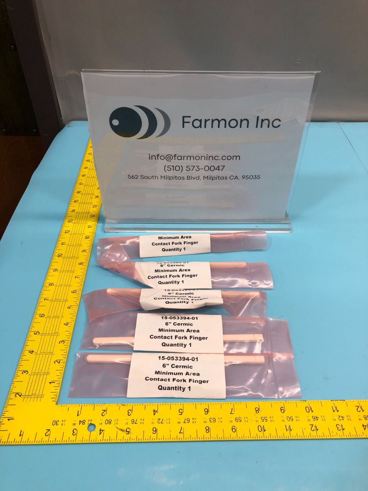 LOT OF 5 NOVELLUS 15-053394-01 6 INCH CERAMIC MINIMUM AREA CONTACT FORK, 157855