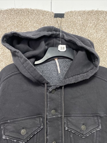 Free People Womens Dark Gray Cropped Dreamers Hooded Jacket Size Small