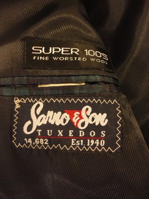 RALPH LAUREN MENS 50 SHORT 2 BUTTON NOTCH STRIPED TUXEDO JACKET LAPEL