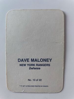 1977 O-Pee-Chee Hockey #10 Dave Maloney Glossy Cards