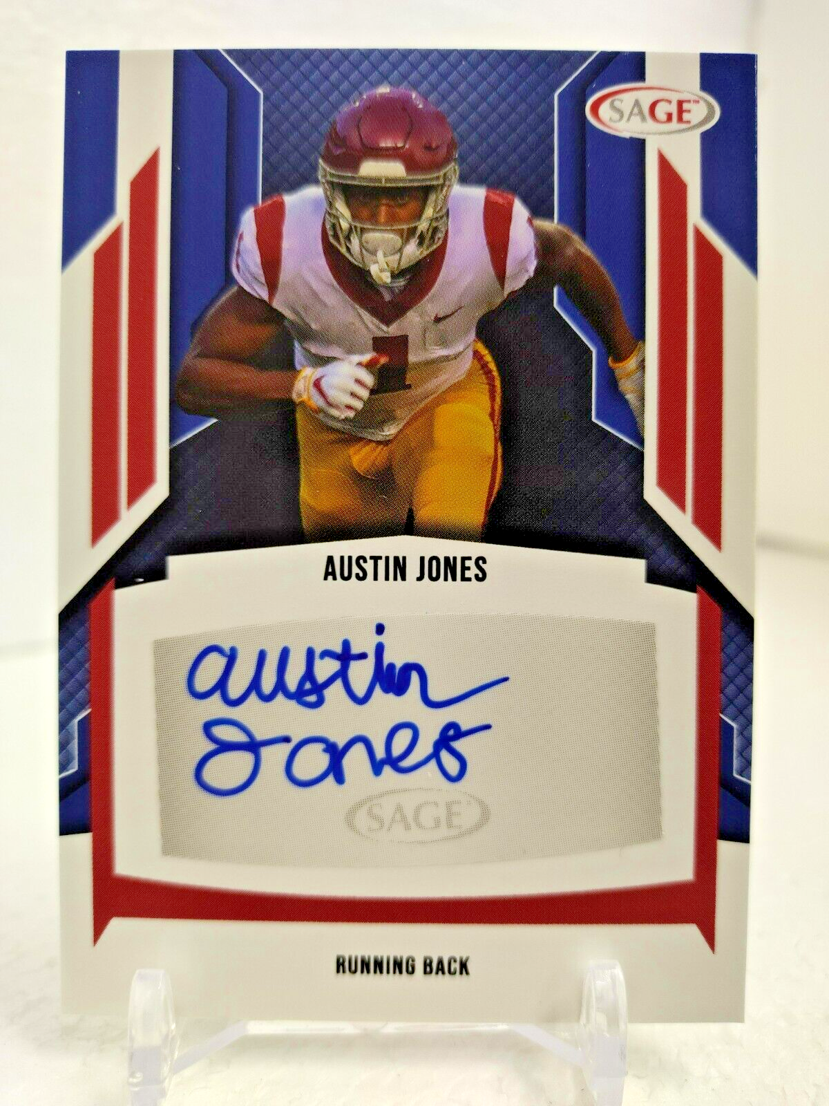 AUSTIN JONES AUTO RED 2024 Sage Football ROOKIE RC XRC A-AJ2 USC