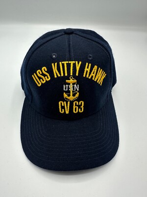 New The Corps USS Kitty Hawk CV 63  Logo Blue Baseball Cap Hat One Size