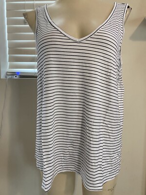 NWT old Navy Womens XL PETITE White Black Striped Luxe Sleeveless Top