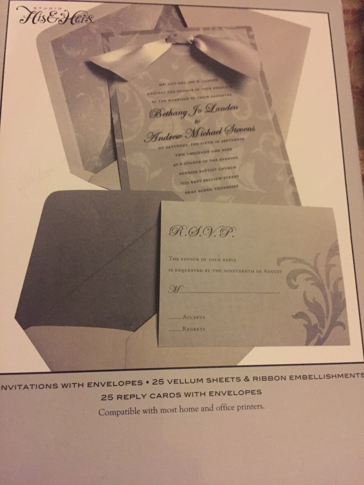 Invitations Envelopes, Embellishments, Reply Cards and Envelopes 25 count