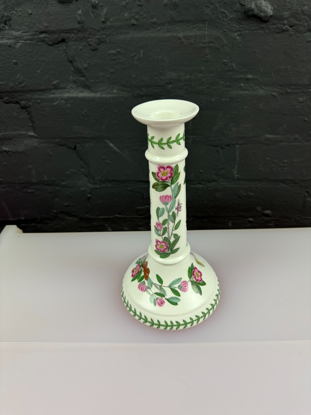 Portmeirion Botanic Garden 23 cm High Candlestick Holder Rhododendron Old Stamp