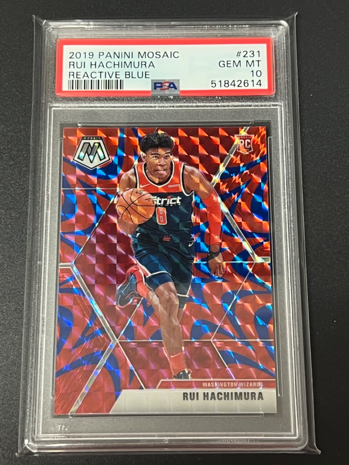 2019 Panini Mosaic #231 Rui Hachimura RC Reactive Blue