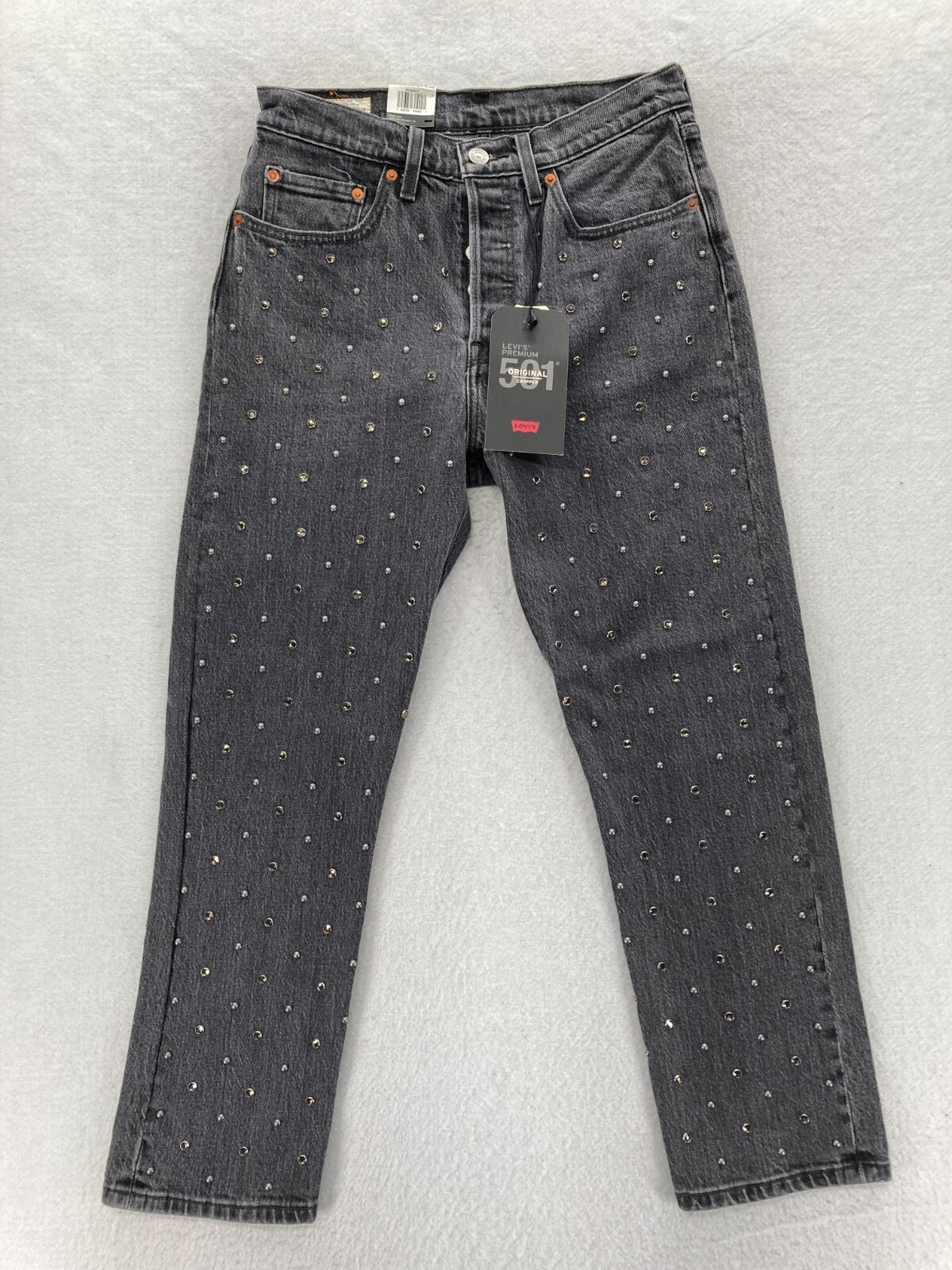 JOURNAL STANDARD別注LEVI’S 501 90S CROP 26 Levi's 501 Women's 26 Gray Studded Premium Denim Cropped Leg