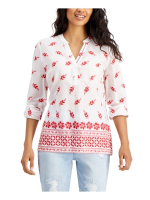 

TOMMY HILFIGER Женский белый топ с разрезными рукавами и принтом