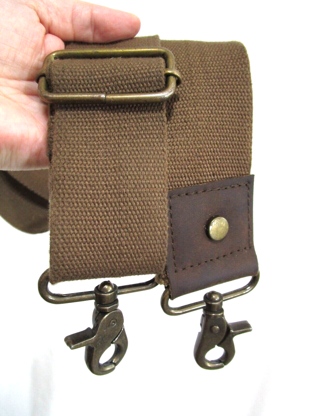 Brown Canvas & Leather Brass Hardware Replacement Shoulder Strap